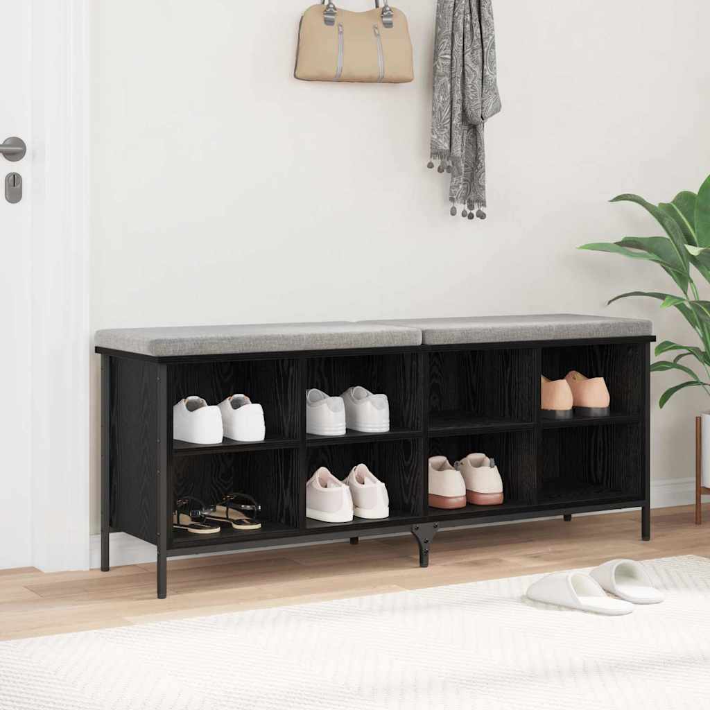 vidaXL Szafka na buty z półką Czarny Dąb 131 x 35 x 50 cm