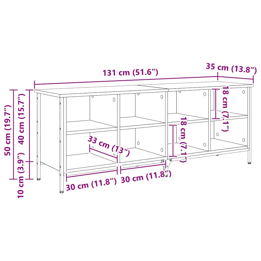 vidaXL Szafka na buty z półką Czarny Dąb 131 x 35 x 50 cm