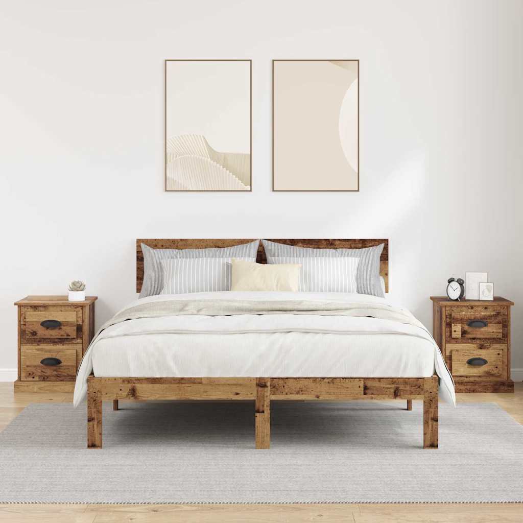 vidaXL Szafka Nocna z szufladą 2 pcs Stare drewno 39 x 39 x 47.5 cm