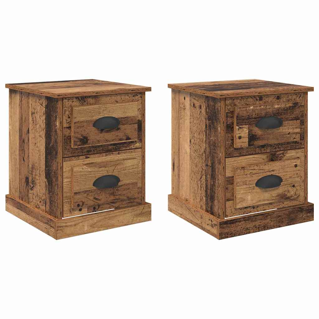 vidaXL Szafka Nocna z szufladą 2 pcs Stare drewno 39 x 39 x 47.5 cm