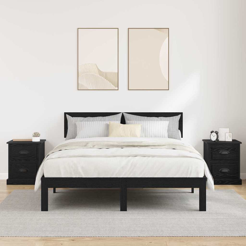 vidaXL Szafka Nocna z szufladą 2 pcs Czarny Dąb 39 x 39 x 47.5 cm