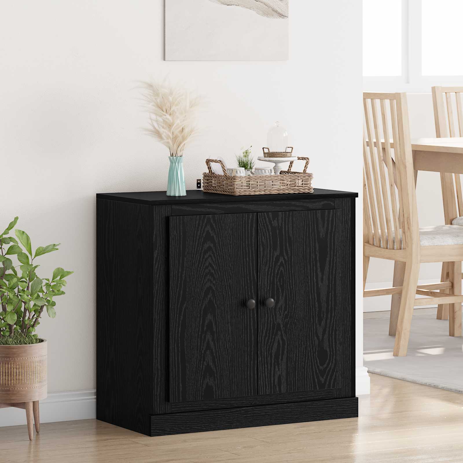 vidaXL Bufet Czarny Dąb 70 x 35,5 x 67,5 cm Materiał drewnopochodny