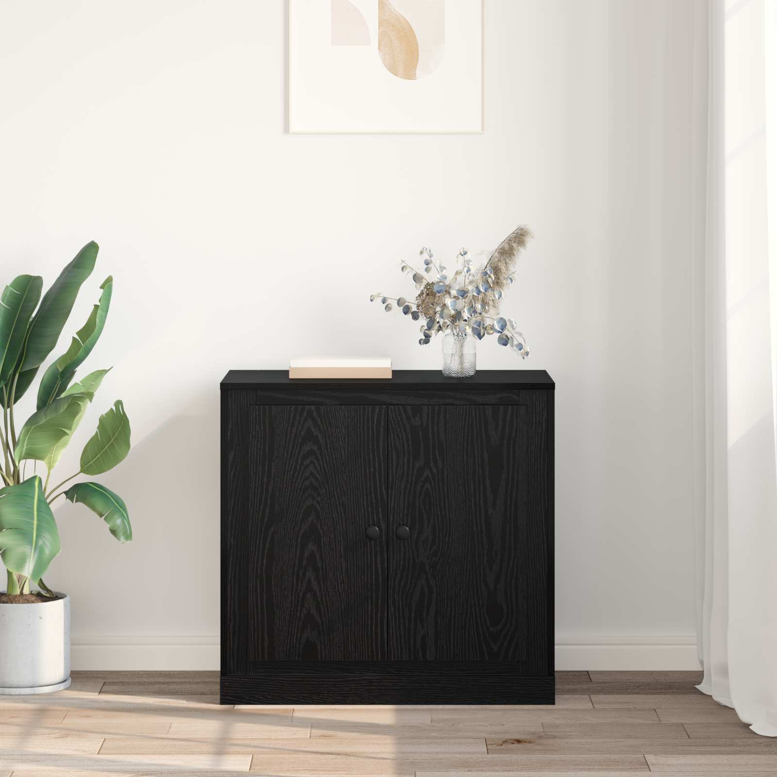 vidaXL Bufet Czarny Dąb 70 x 35,5 x 67,5 cm Materiał drewnopochodny