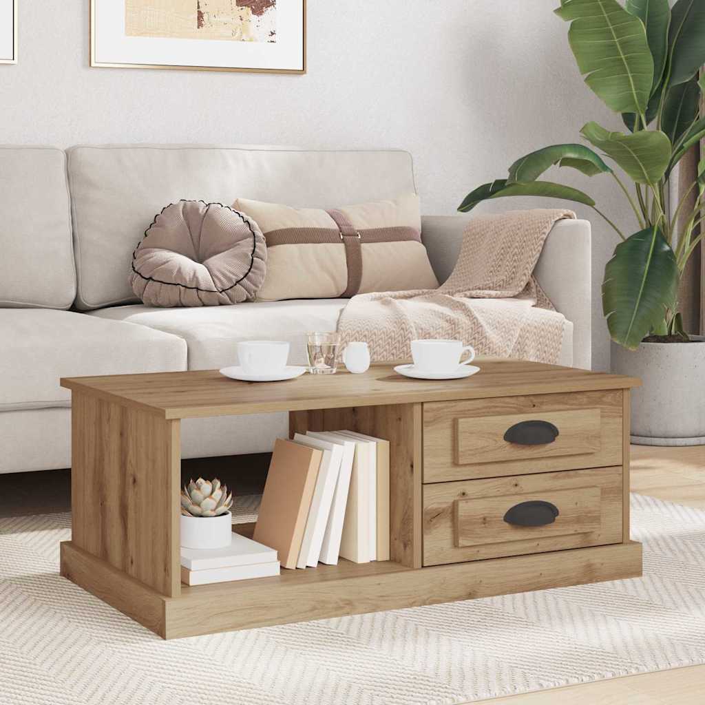 vidaXL Stolik kawowy z szufladą Dąb rzemieślniczy 90 x 50 x 35 cm
