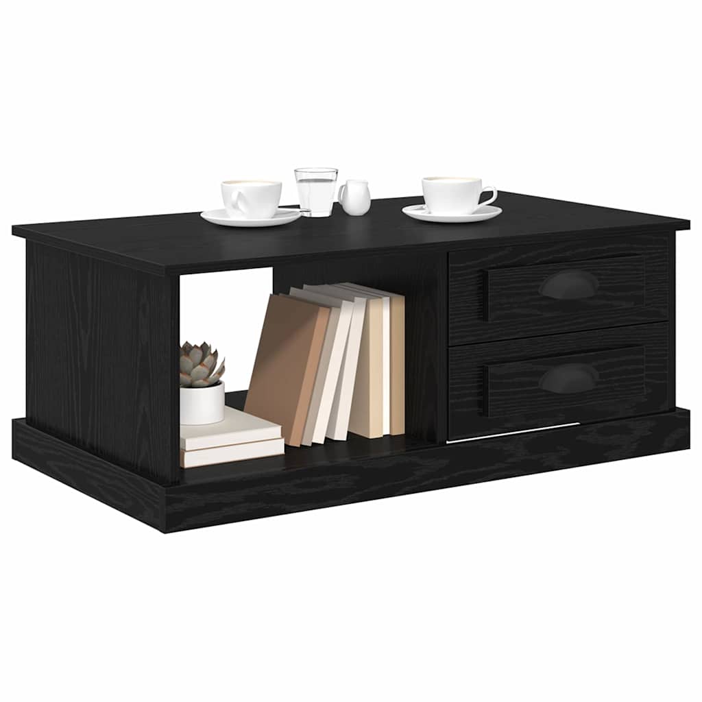 vidaXL Stolik kawowy z szufladą Czarny Dąb 90 x 50 x 35 cm