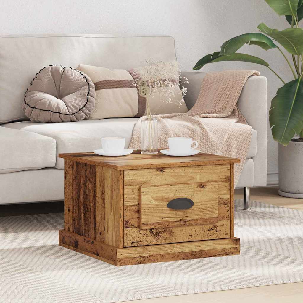 vidaXL Stolik kawowy z szufladą Stare drewno 50 x 50 x 35 cm