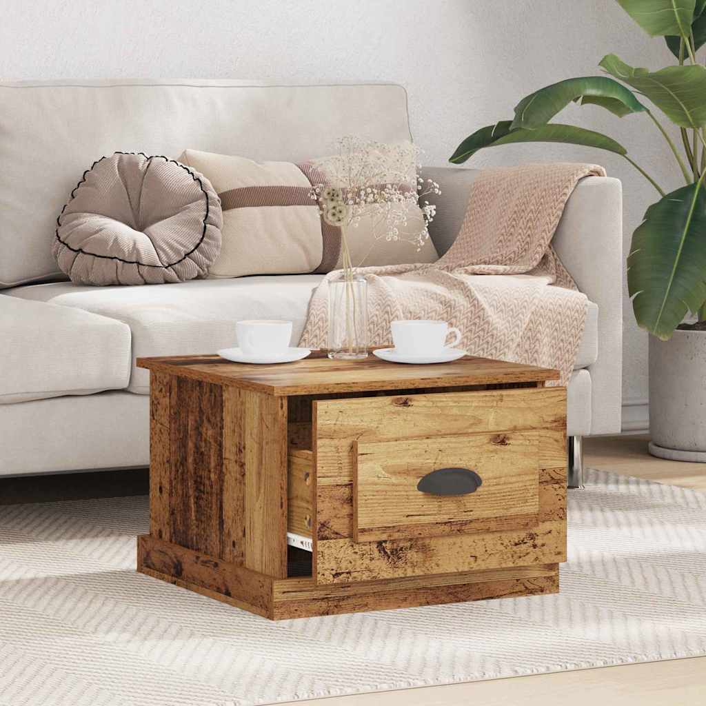 vidaXL Stolik kawowy z szufladą Stare drewno 50 x 50 x 35 cm