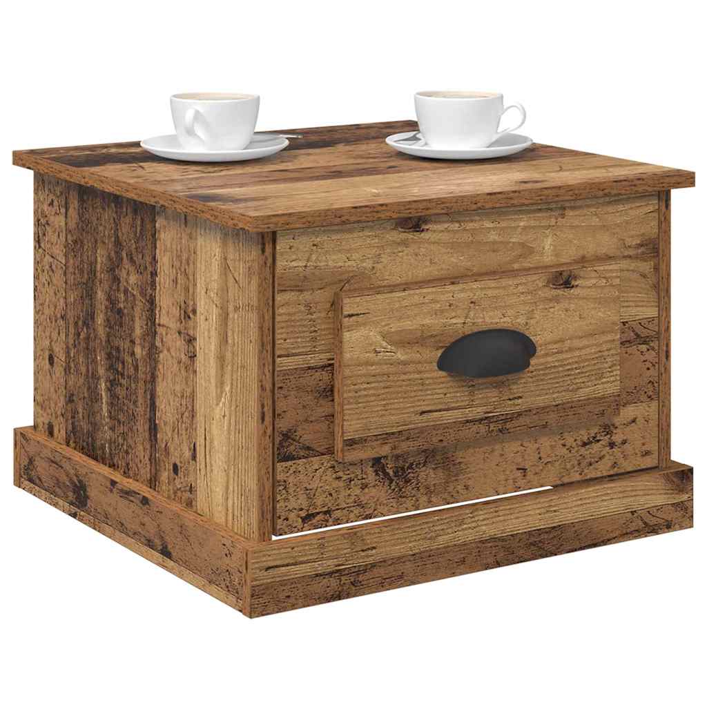 vidaXL Stolik kawowy z szufladą Stare drewno 50 x 50 x 35 cm
