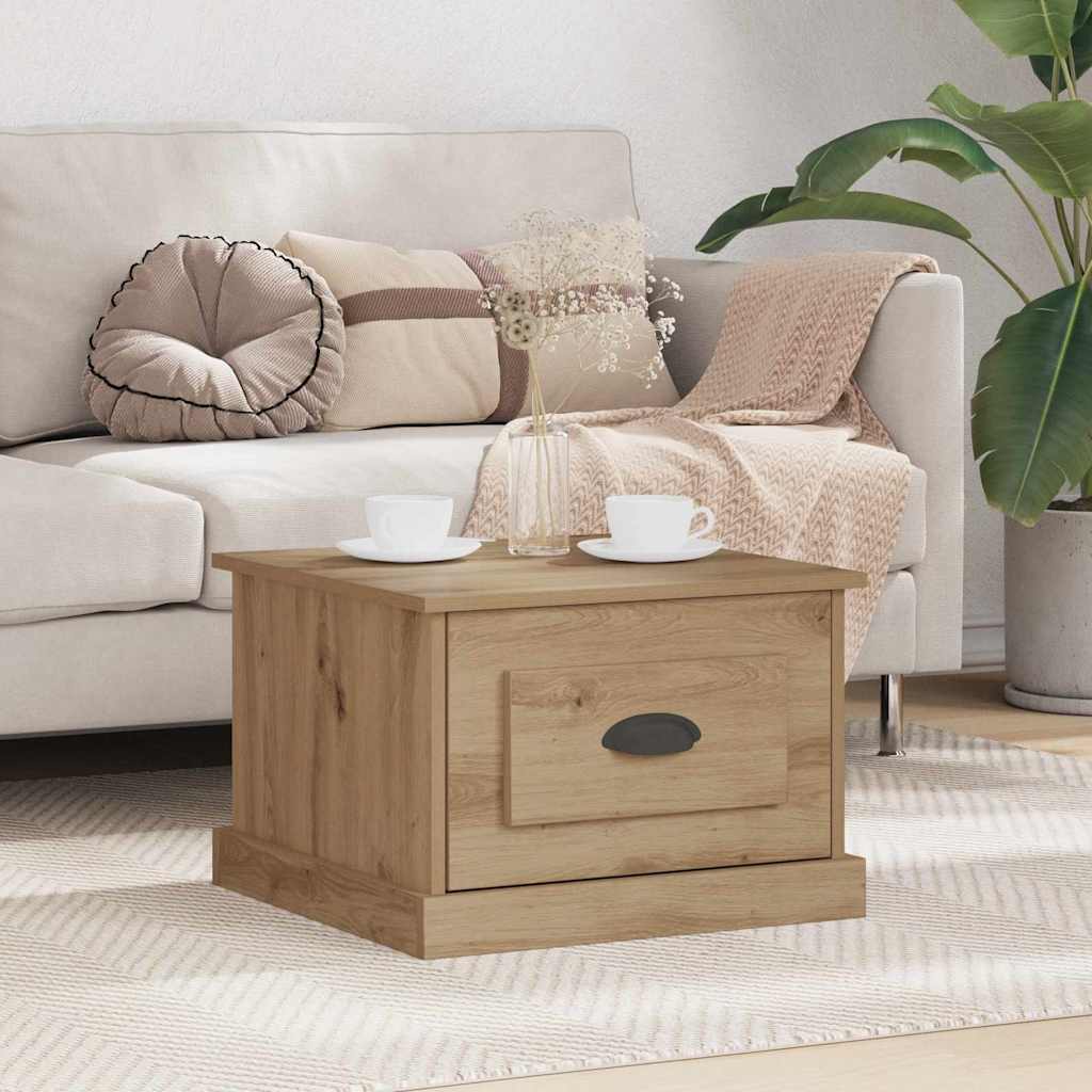 vidaXL Stolik kawowy z szufladą Dąb rzemieślniczy 50 x 50 x 35 cm