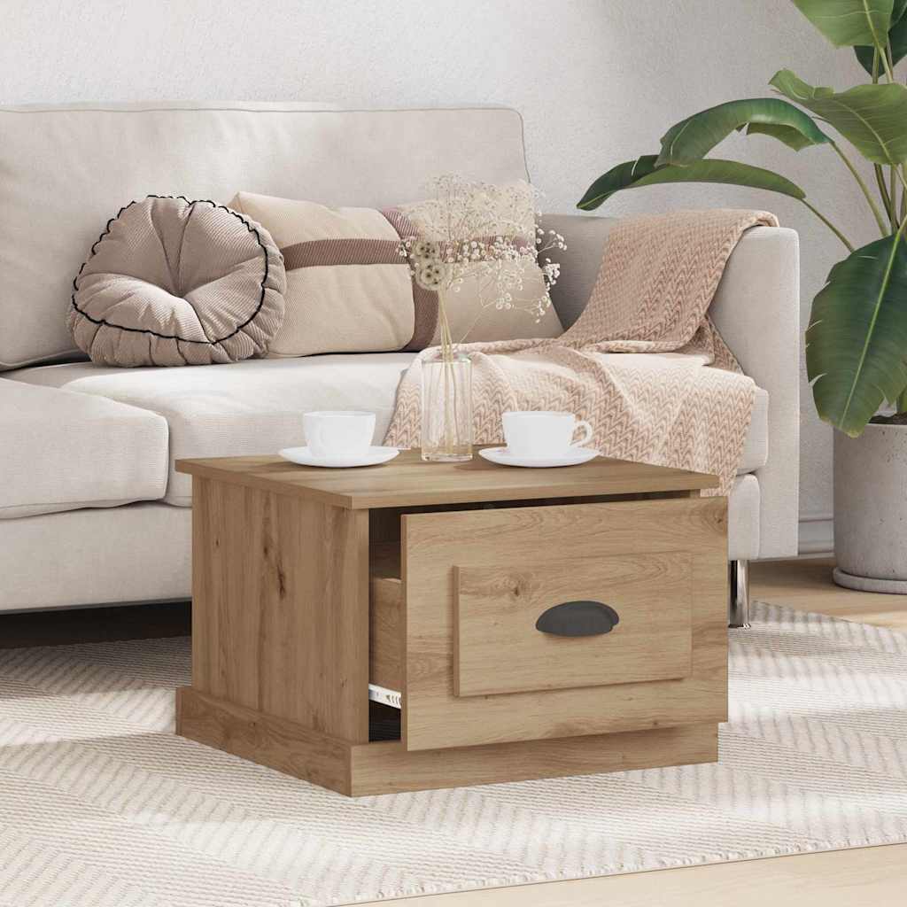 vidaXL Stolik kawowy z szufladą Dąb rzemieślniczy 50 x 50 x 35 cm