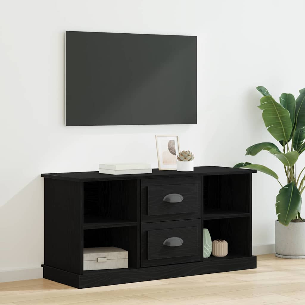 vidaXL Szafka pod telewizor z szufladą Czarny Dąb 99,5 x 35,5 x 48 cm