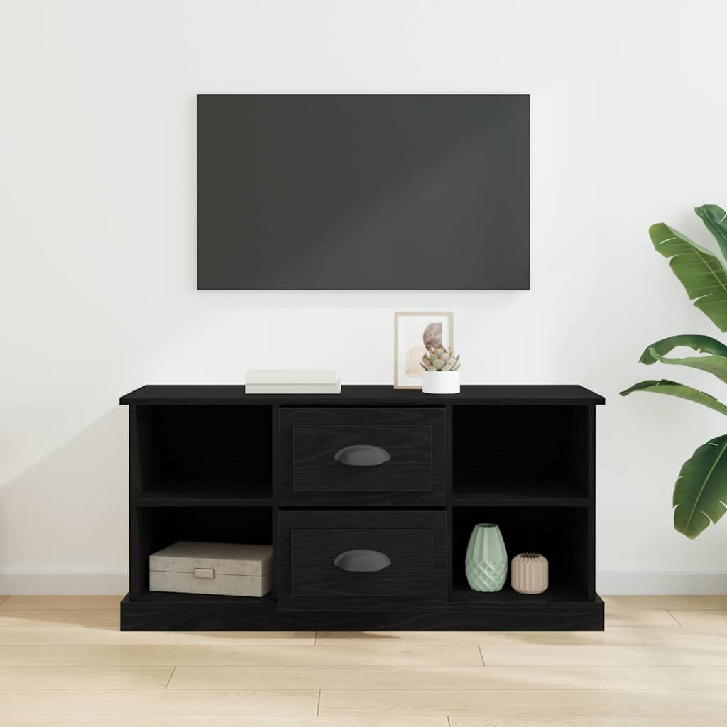 vidaXL Szafka pod telewizor z szufladą Czarny Dąb 99,5 x 35,5 x 48 cm