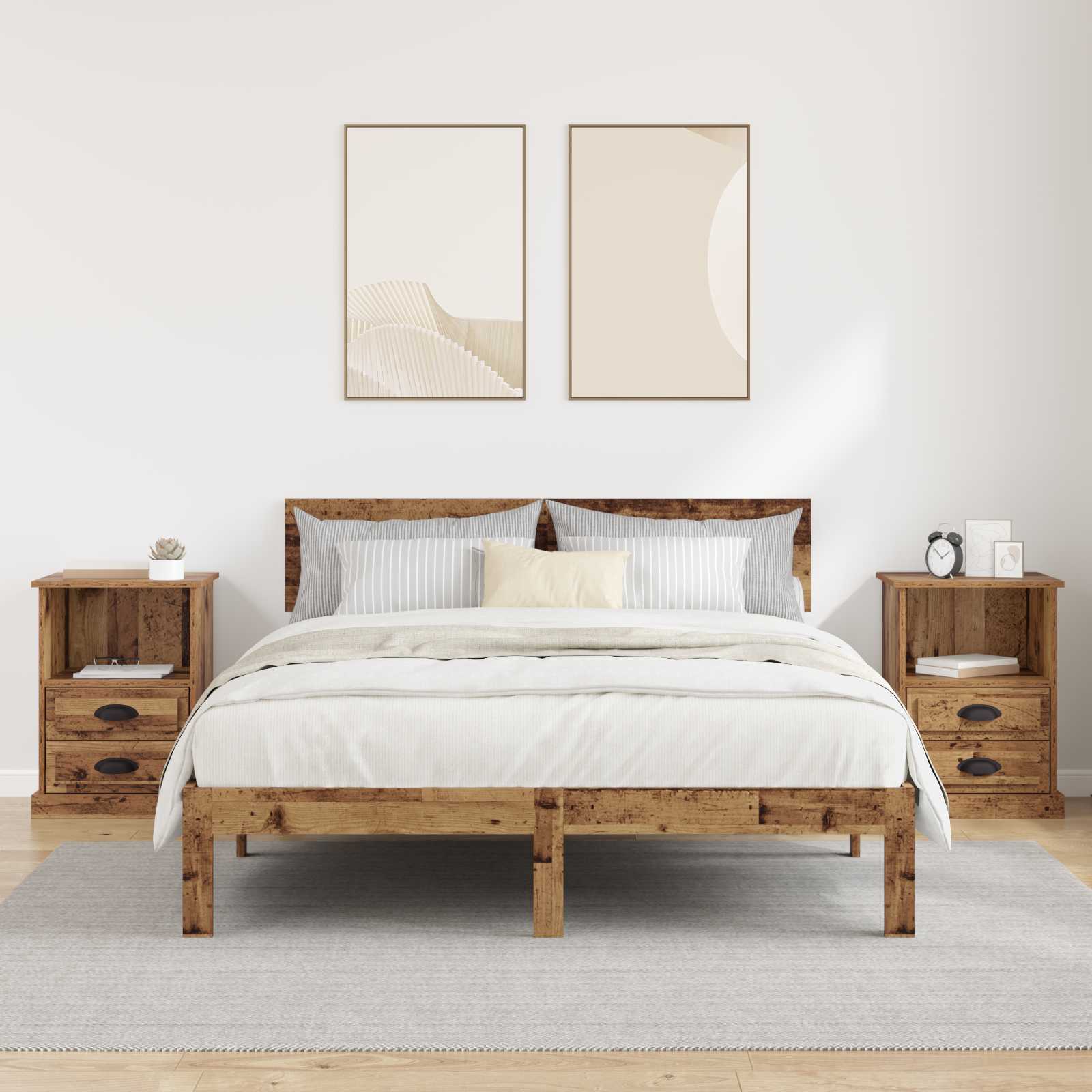 vidaXL Szafka Nocna z szufladą 2 pcs Stare drewno 36 x 43 x 60 cm