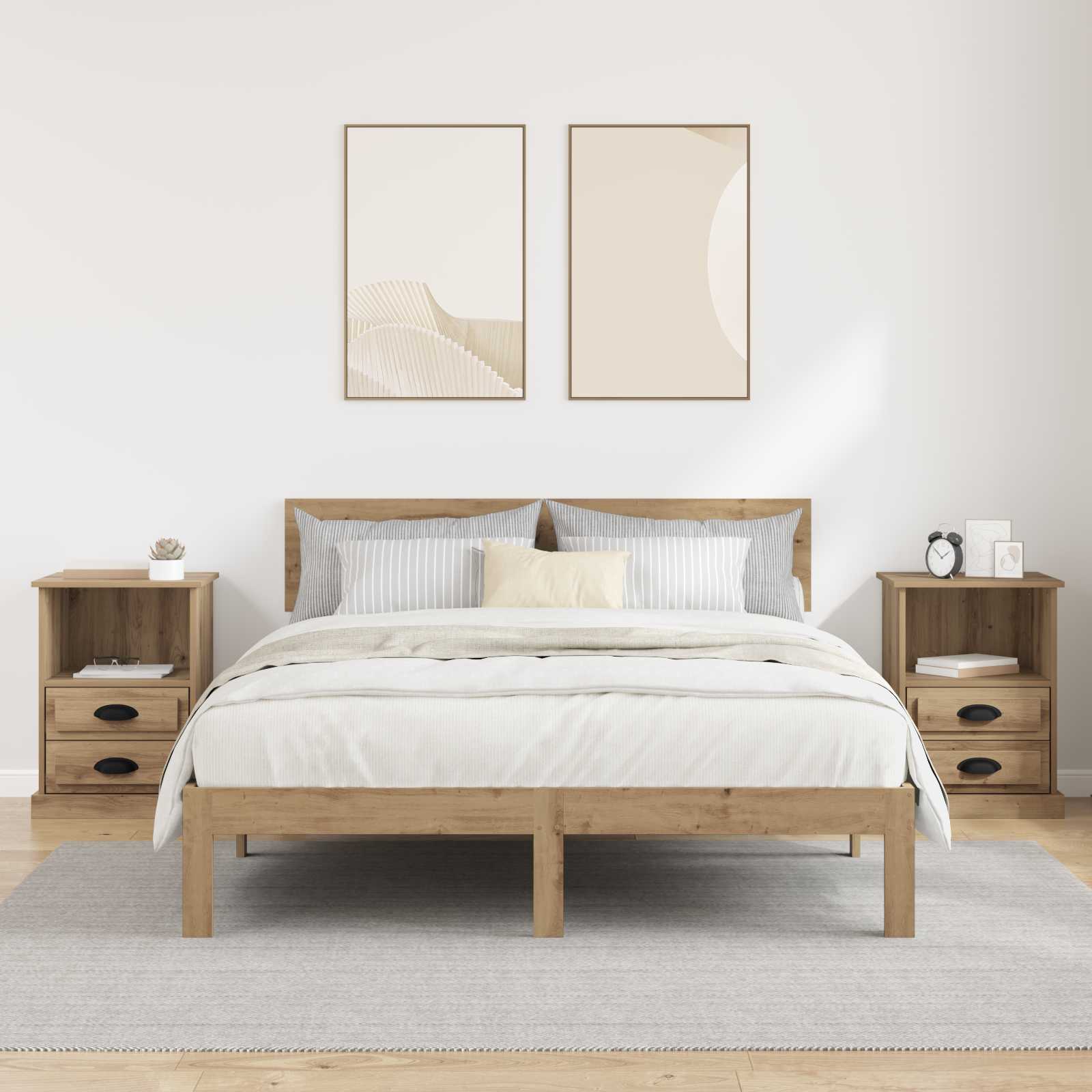 vidaXL Szafka Nocna z szufladą 2 pcs Dąb rzemieślniczy 36 x 43 x 60 cm