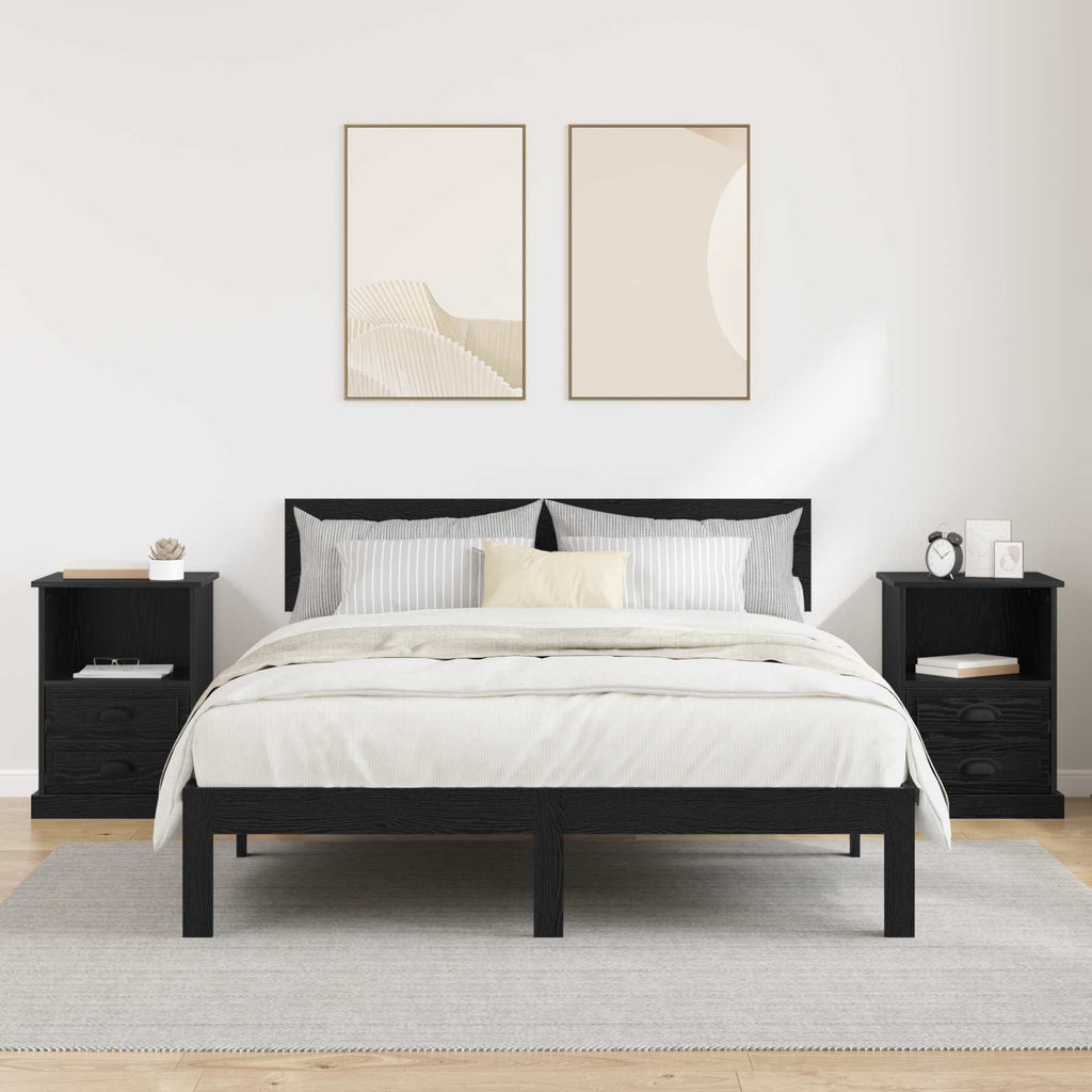 vidaXL Szafka Nocna z szufladą 2 pcs Czarny Dąb 36 x 43 x 60 cm