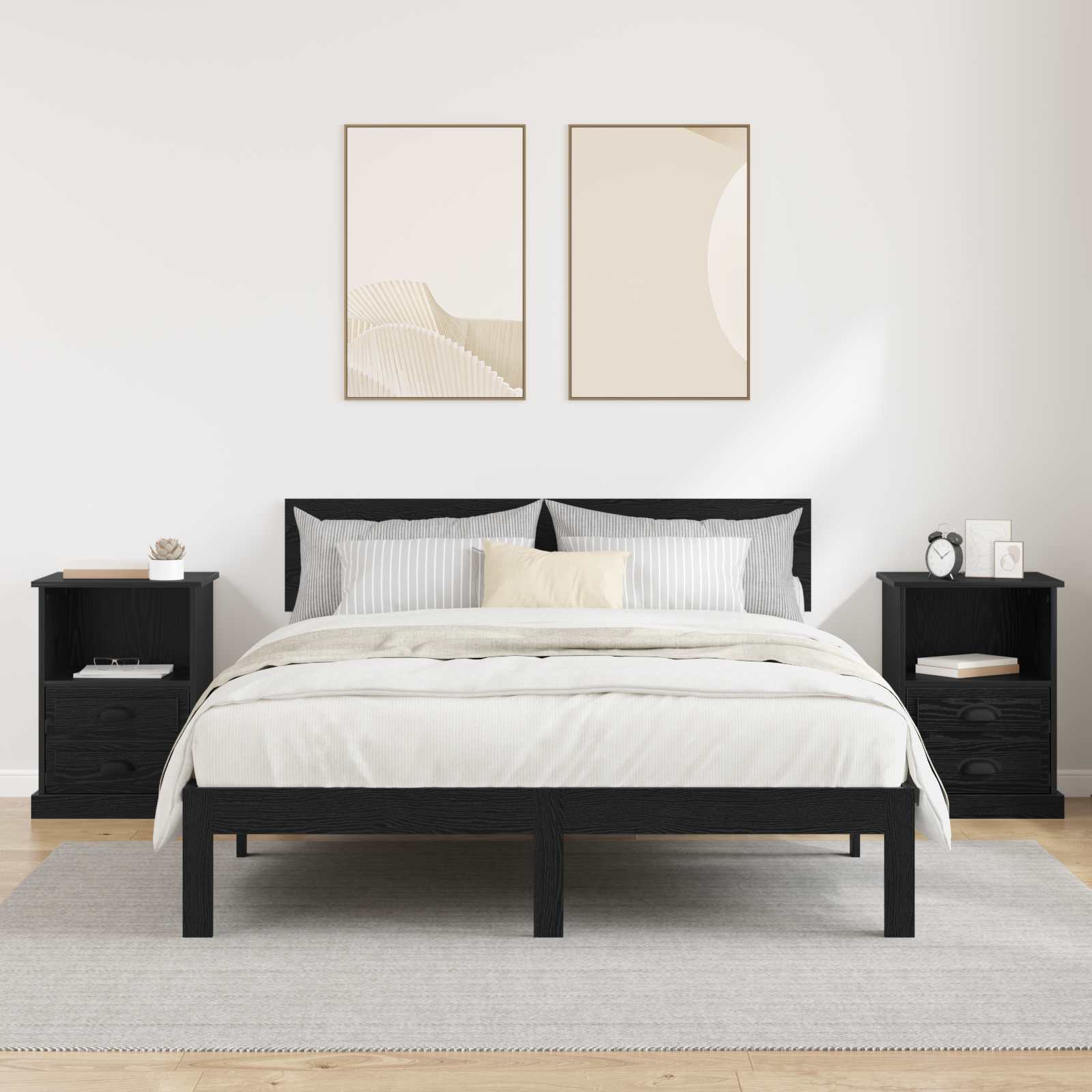 vidaXL Szafka Nocna z szufladą 2 pcs Czarny Dąb 36 x 43 x 60 cm