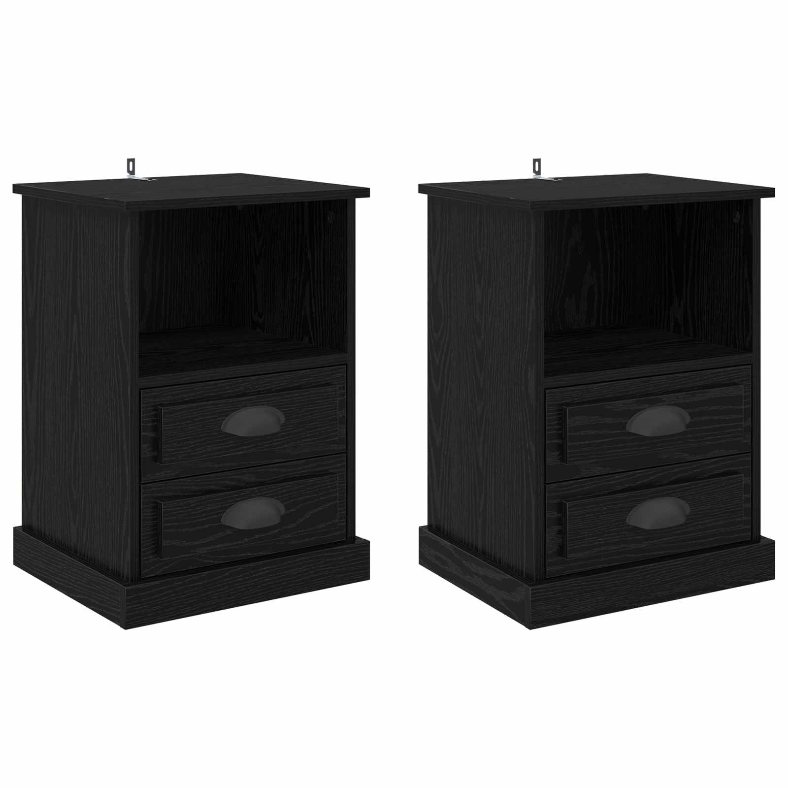 vidaXL Szafka Nocna z szufladą 2 pcs Czarny Dąb 36 x 43 x 60 cm