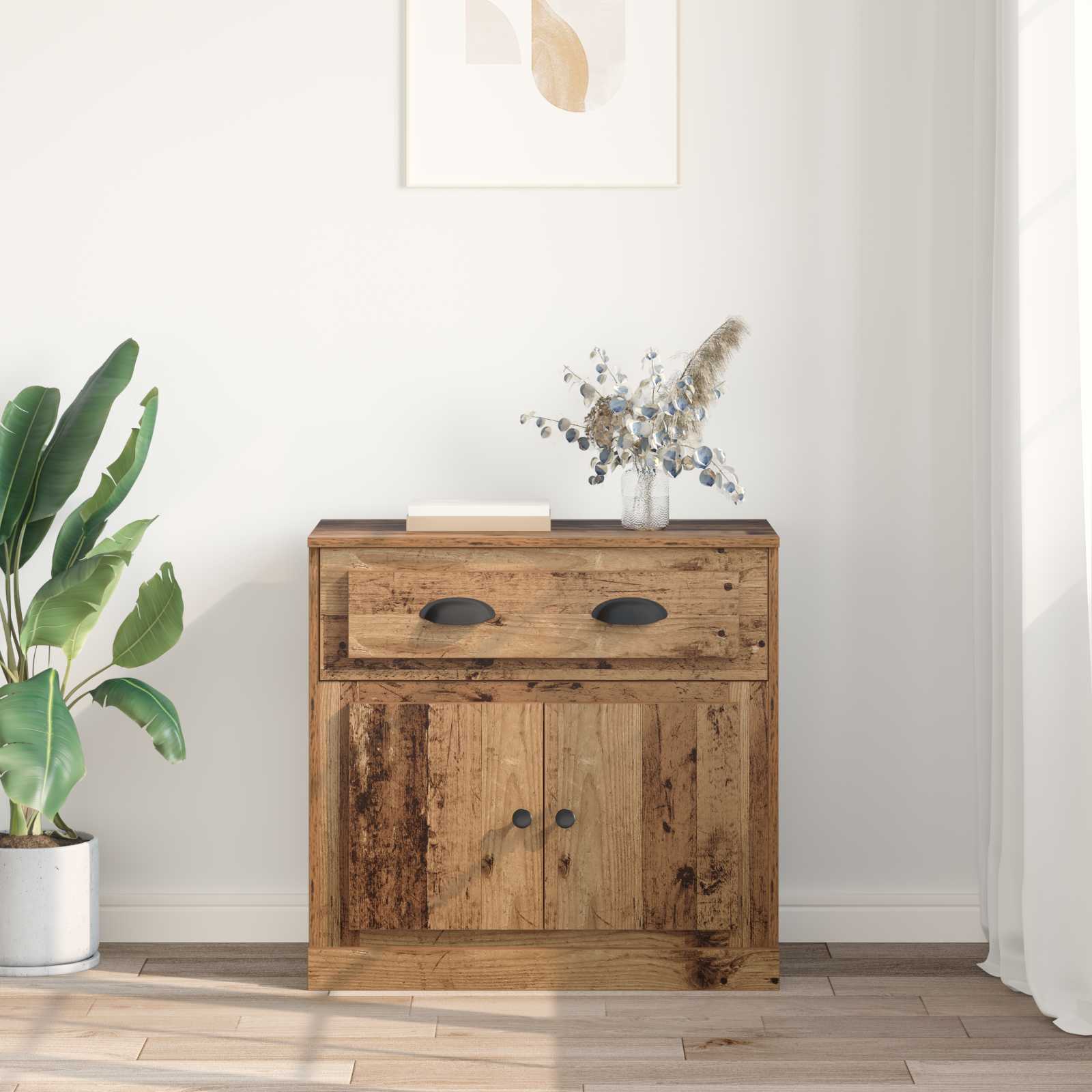 vidaXL Highboard z szufladą Stare drewno 70 x 35,5 x 67,5 cm