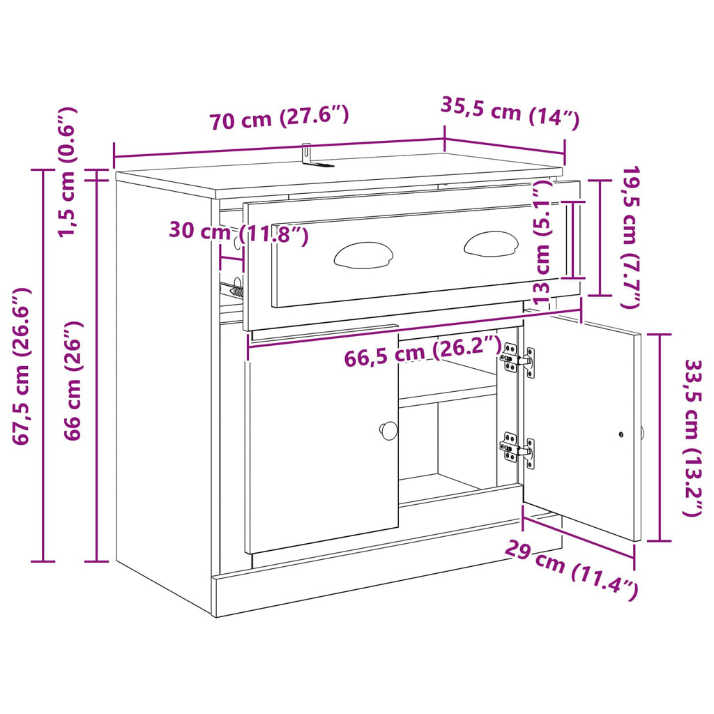 vidaXL Highboard Stare drewno 70 x 35,5 x 67,5 cm Drewno inżynieryjne