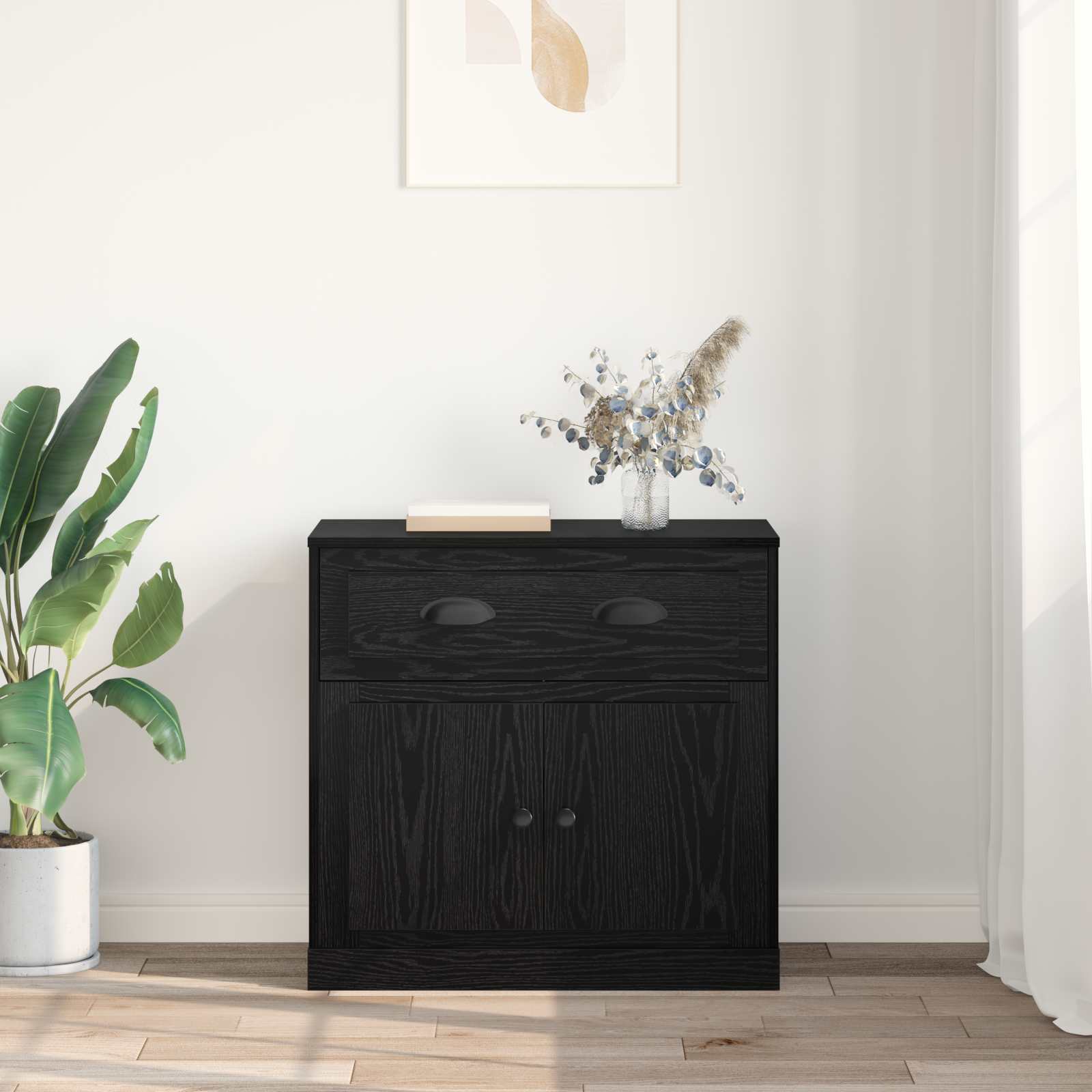 vidaXL Highboard z szufladą Czarny Dąb 70 x 35,5 x 67,5 cm