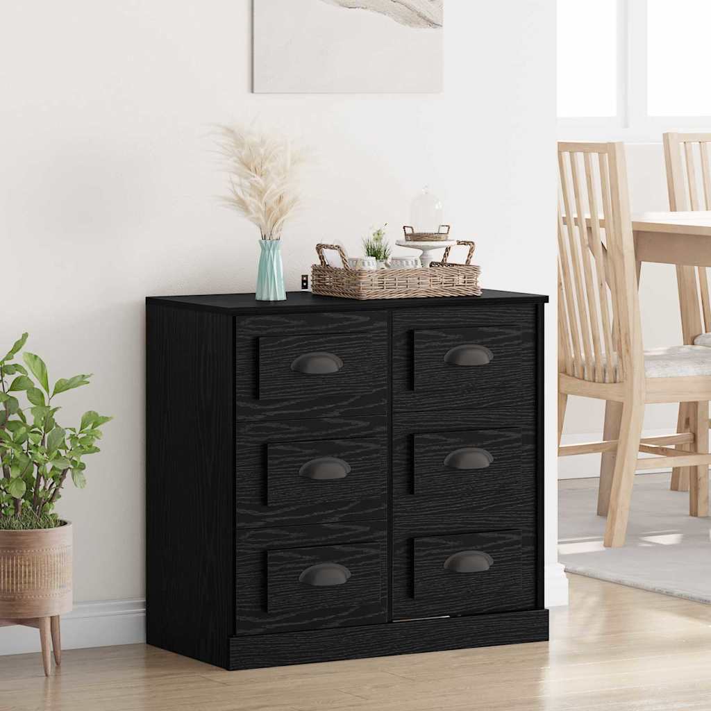 vidaXL Bufet Czarny Dąb 70 x 35,5 x 67,5 cm Materiał drewnopochodny