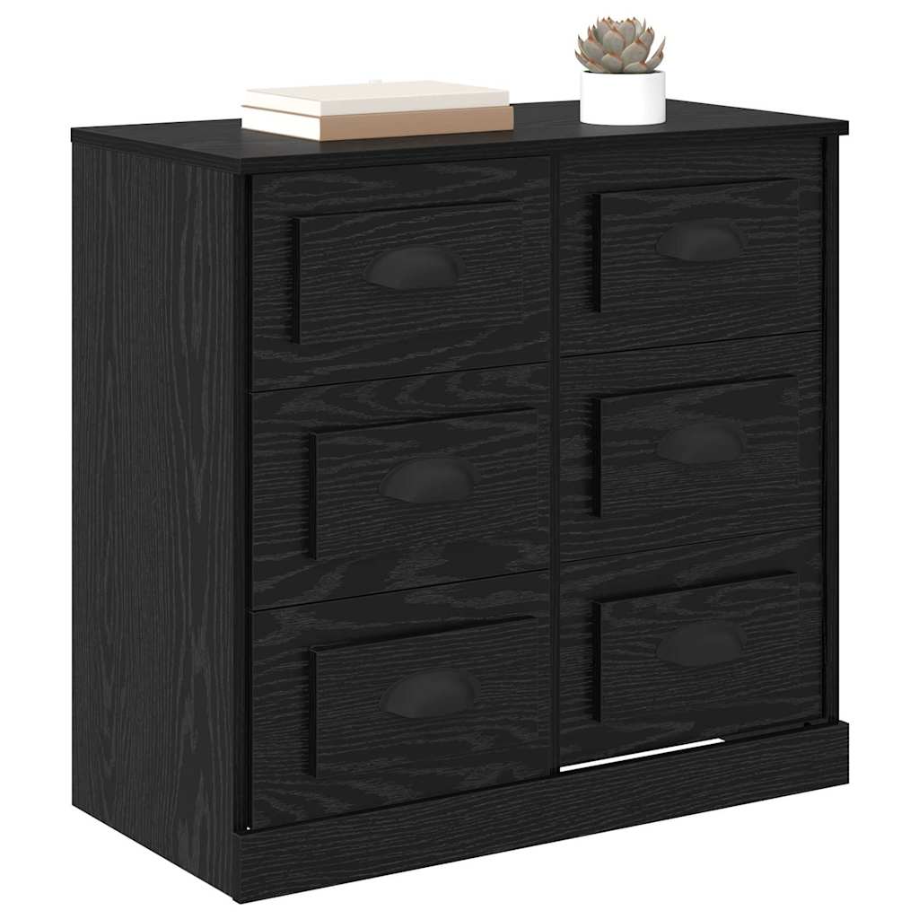 vidaXL Bufet Czarny Dąb 70 x 35,5 x 67,5 cm Materiał drewnopochodny