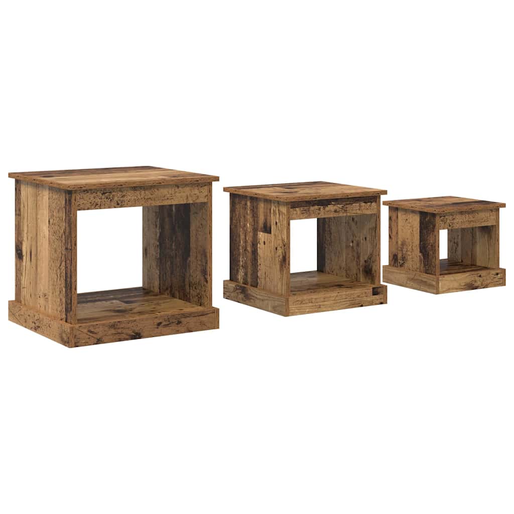 vidaXL Stolik kawowy 3 pcs Stare drewno Materiał drewnopochodny