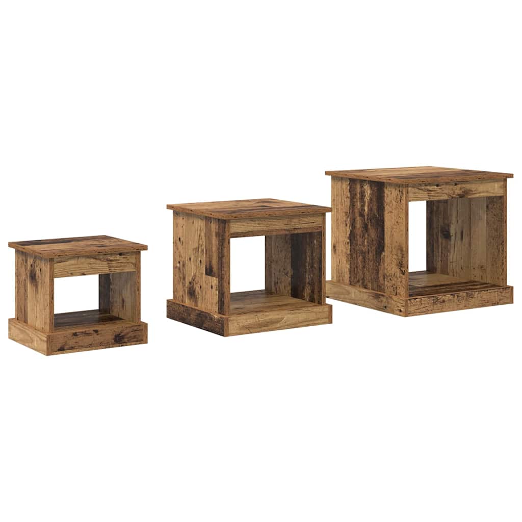 vidaXL Stolik kawowy 3 pcs Stare drewno Materiał drewnopochodny