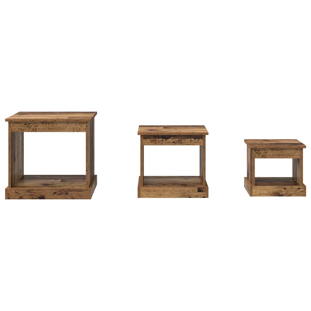 vidaXL Stolik kawowy 3 pcs Stare drewno Materiał drewnopochodny