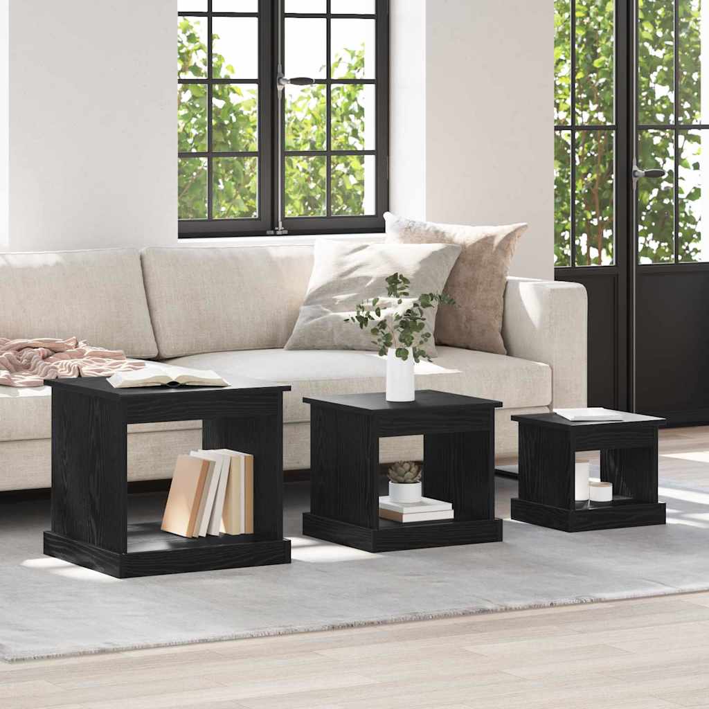 vidaXL Stolik kawowy 3 pcs Czarny Dąb Materiał drewnopochodny