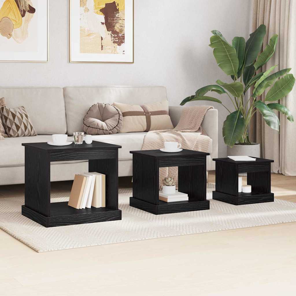 vidaXL Stolik kawowy 3 pcs Czarny Dąb Materiał drewnopochodny