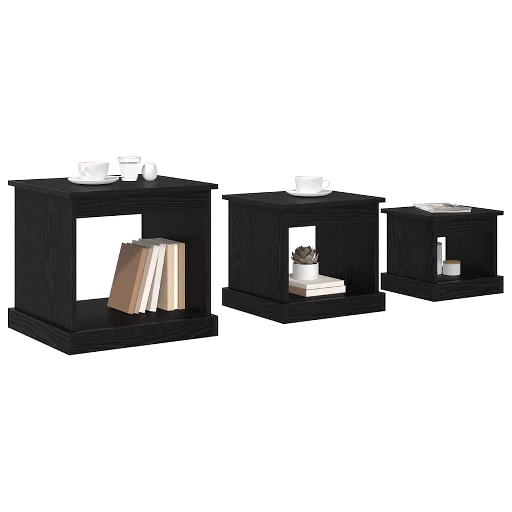 vidaXL Stolik kawowy 3 pcs Czarny Dąb Materiał drewnopochodny