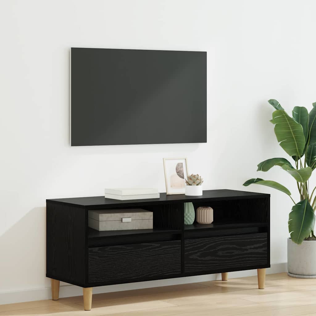 vidaXL Szafka pod telewizor z szufladą Czarny Dąb 100 x 34,5 x 44,5 cm