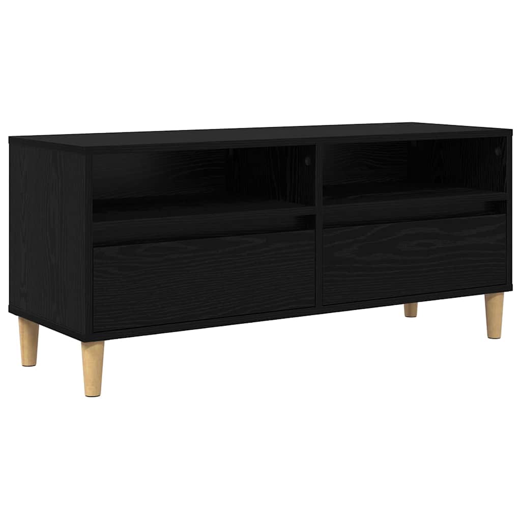 vidaXL Szafka pod telewizor z szufladą Czarny Dąb 100 x 34,5 x 44,5 cm
