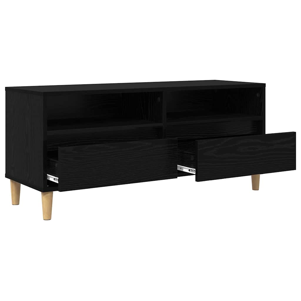 vidaXL Szafka pod telewizor z szufladą Czarny Dąb 100 x 34,5 x 44,5 cm