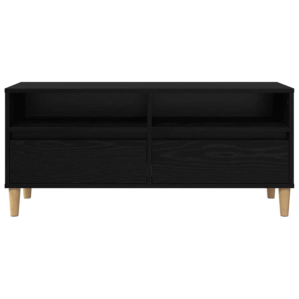 vidaXL Szafka pod telewizor z szufladą Czarny Dąb 100 x 34,5 x 44,5 cm