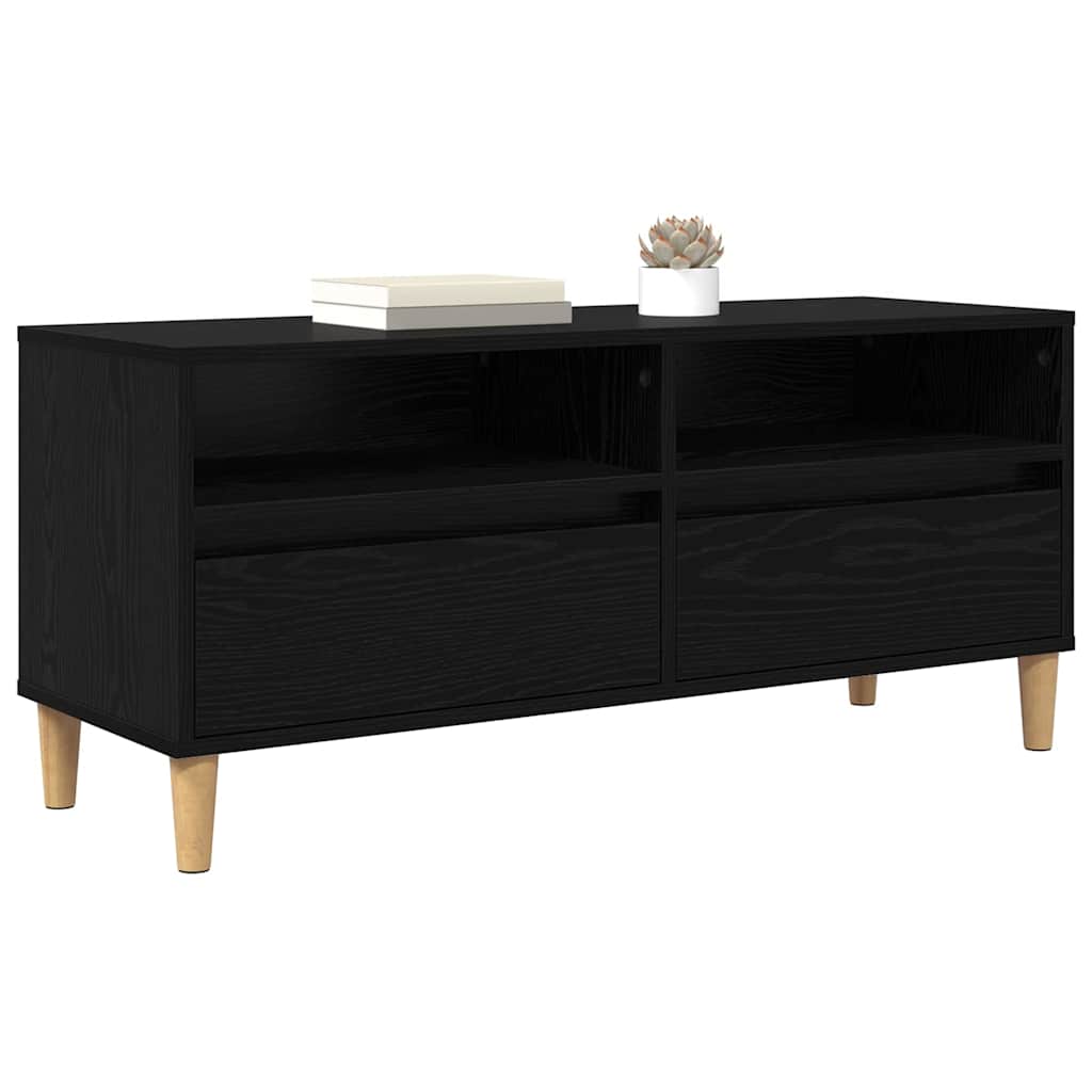 vidaXL Szafka pod telewizor z szufladą Czarny Dąb 100 x 34,5 x 44,5 cm