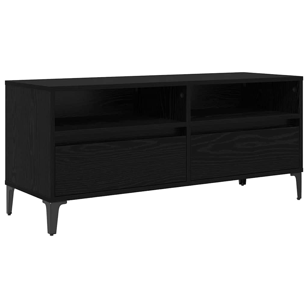 vidaXL Szafka pod telewizor z szufladą Czarny Dąb 100 x 34,5 x 44,5 cm