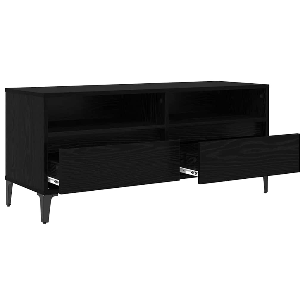 vidaXL Szafka pod telewizor z szufladą Czarny Dąb 100 x 34,5 x 44,5 cm