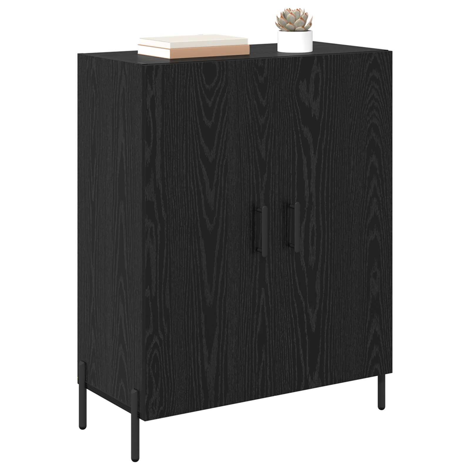 vidaXL Bufet Czarny Dąb 69,5 x 34 x 90 cm Materiał drewnopochodny