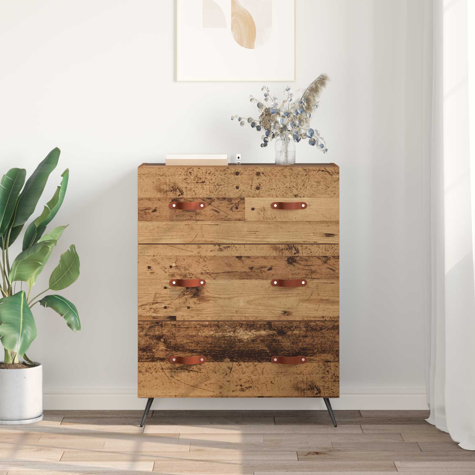vidaXL Komoda z szufladami z szufladą Stare drewno 69,5 x 34 x 90 cm