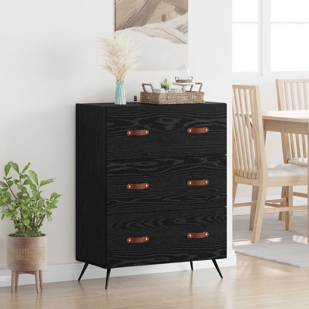 vidaXL Komoda z szufladami z szufladą Czarny Dąb 69,5 x 34 x 90 cm