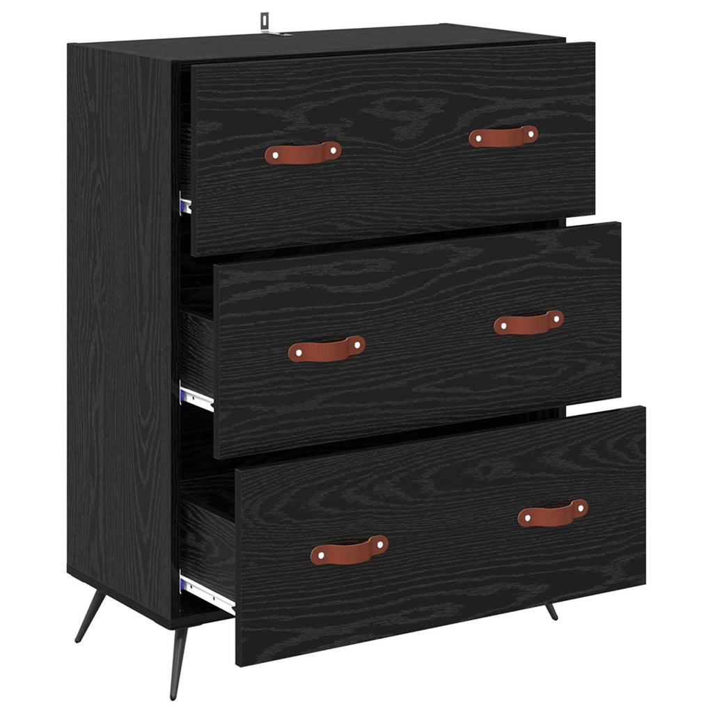vidaXL Komoda z szufladami z szufladą Czarny Dąb 69,5 x 34 x 90 cm