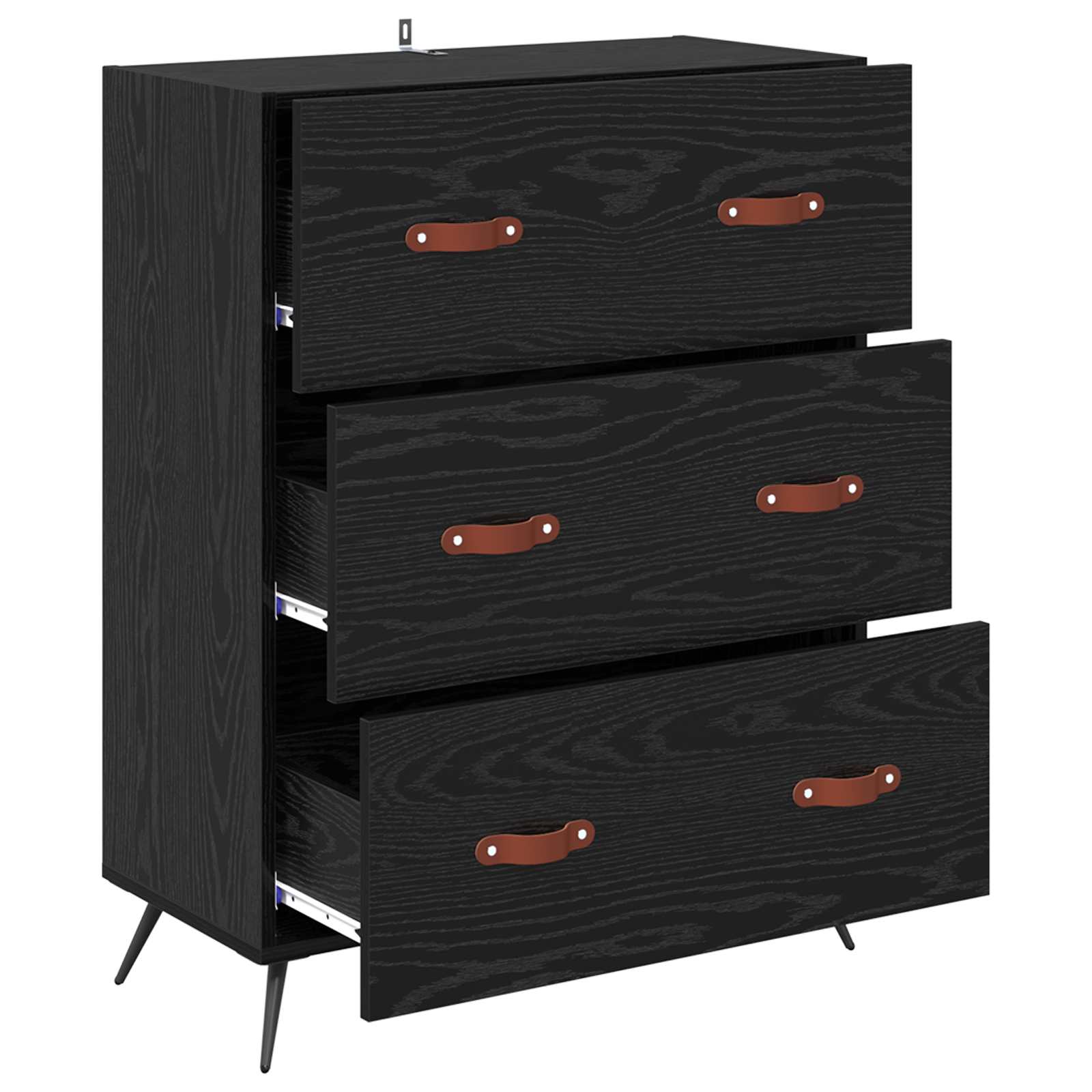 vidaXL Komoda z szufladami z szufladą Czarny Dąb 69,5 x 34 x 90 cm