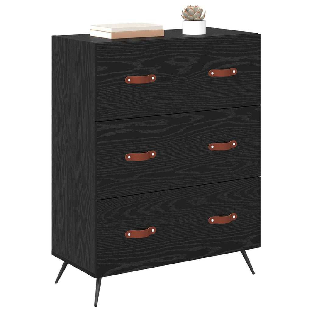 vidaXL Komoda z szufladami z szufladą Czarny Dąb 69,5 x 34 x 90 cm