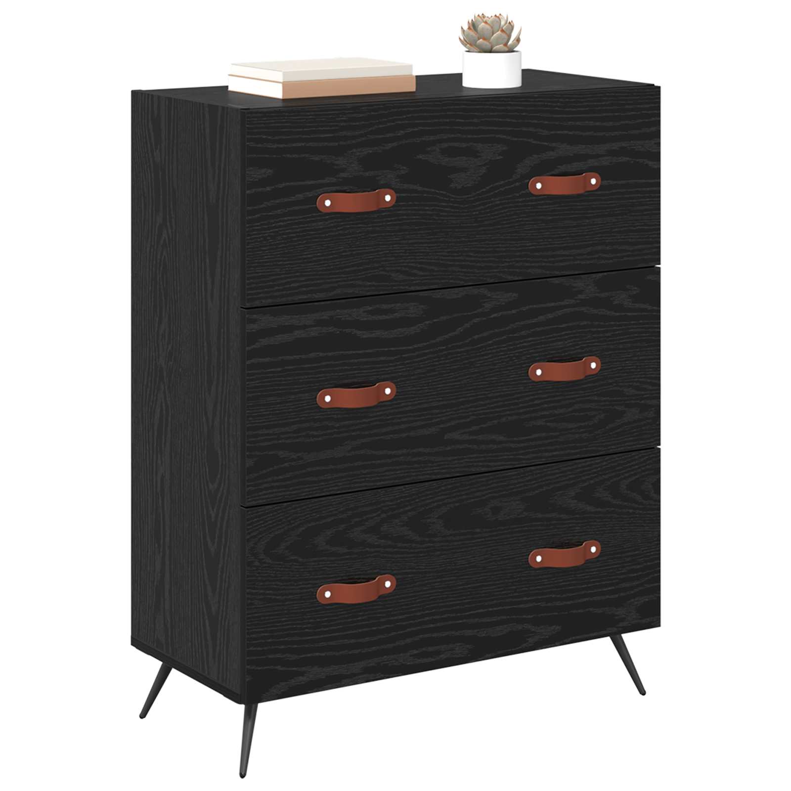 vidaXL Komoda z szufladami z szufladą Czarny Dąb 69,5 x 34 x 90 cm