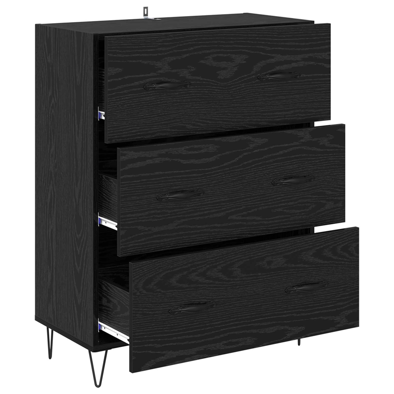 vidaXL Bufet Czarny Dąb 69,5 x 34 x 90 cm Drewno inżynieryjne i żelazo