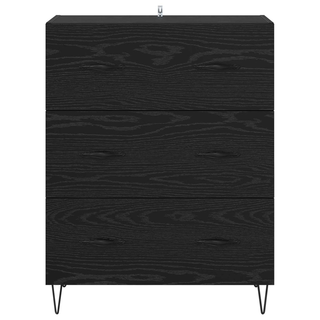 vidaXL Bufet Czarny Dąb 69,5 x 34 x 90 cm Drewno inżynieryjne i żelazo