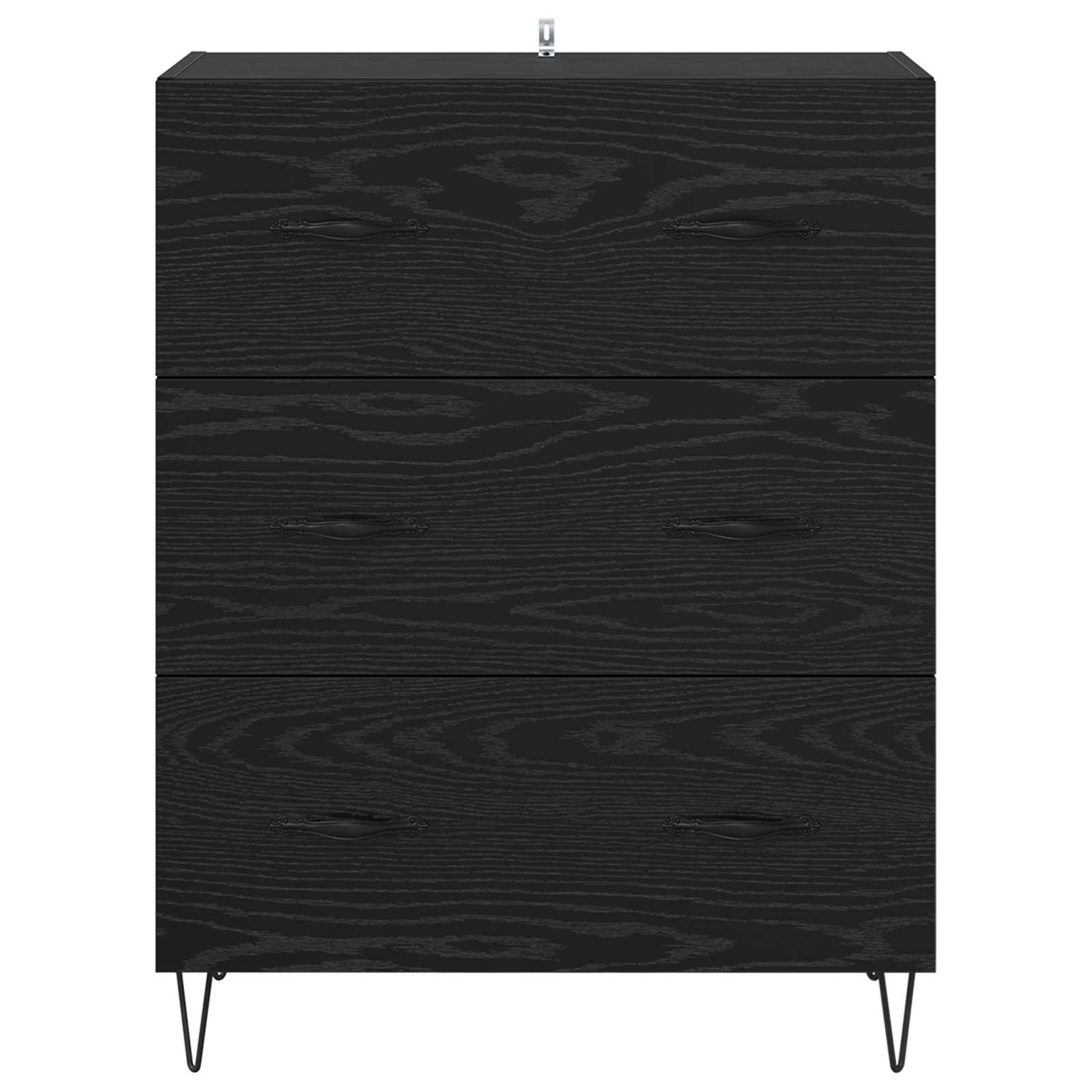 vidaXL Bufet Czarny Dąb 69,5 x 34 x 90 cm Drewno inżynieryjne i żelazo