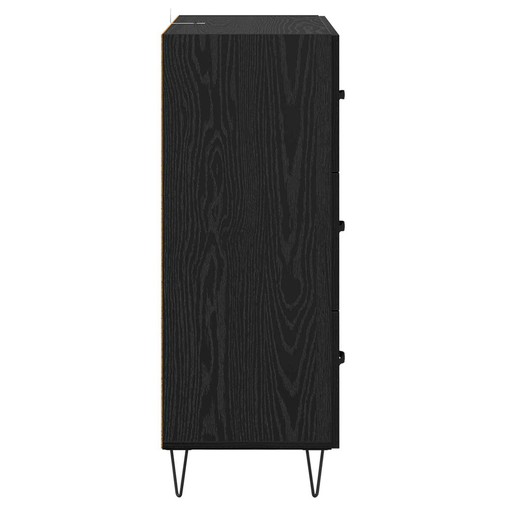 vidaXL Bufet Czarny Dąb 69,5 x 34 x 90 cm Drewno inżynieryjne i żelazo